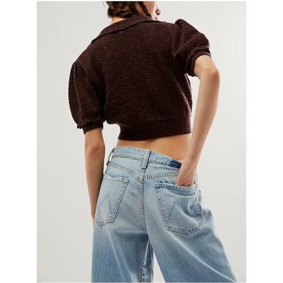 NWT FREE PEOPLE Edie 100% Cashmere Cardigan In Fudge-jj17 - Picture 2 of 6